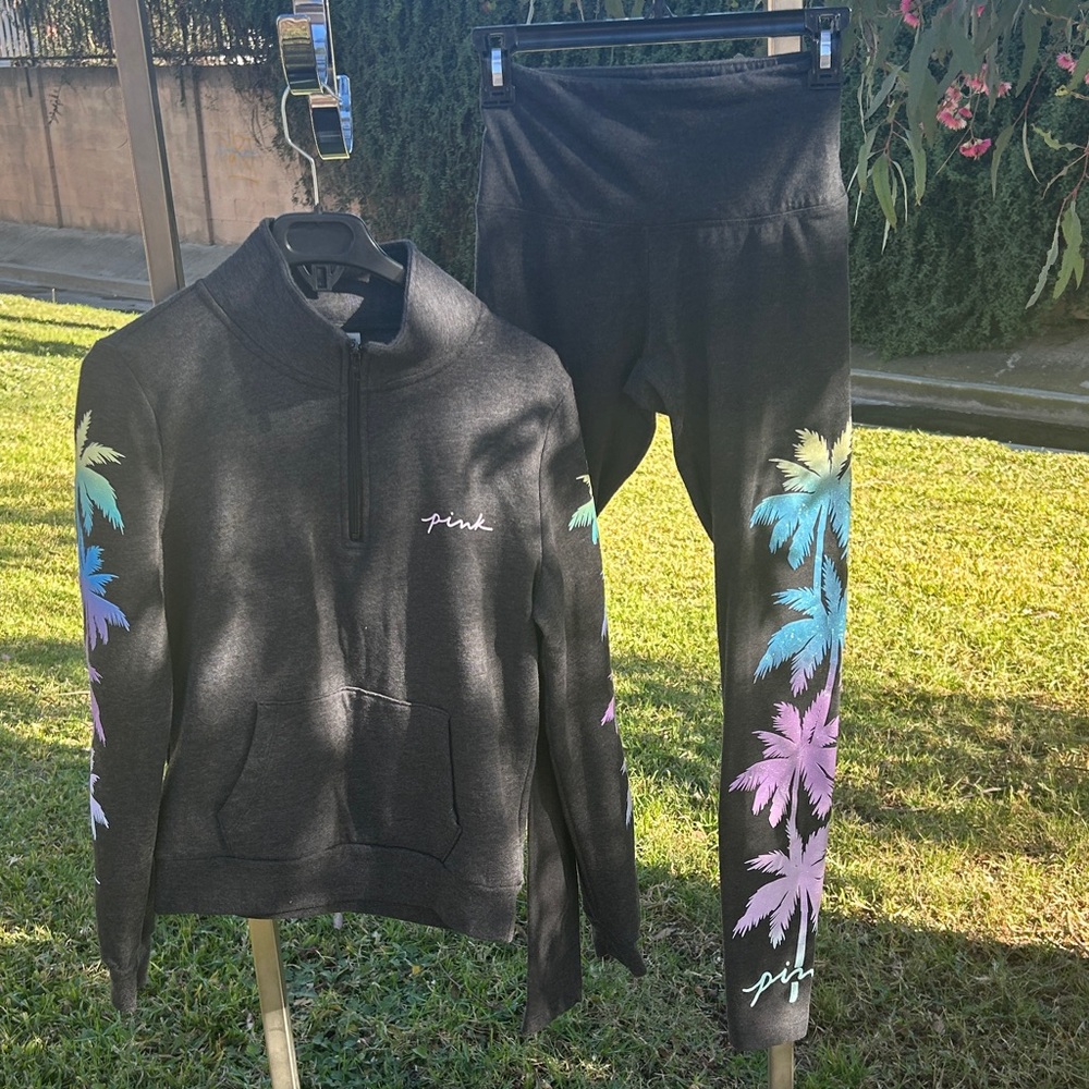 PINK Victoria's Secret Black Palm Tree Set